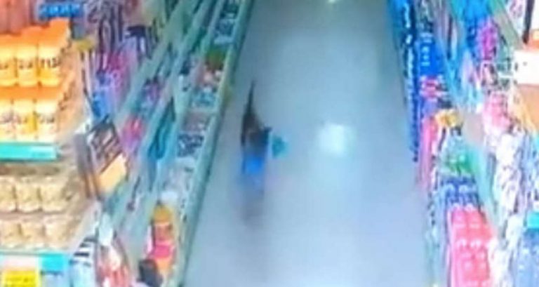 Dog Steals Loaf Of Bread Right In Front Of Supermarket Employees