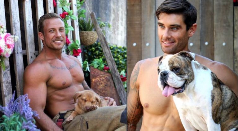 Smoking Hot Australian Firefighters Cuddle with Rescue Puppies for Animal Charities