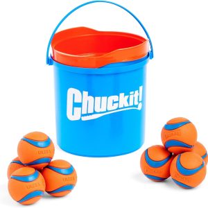 Chuckit! Bucket with 8 Ultra Fetch Dog Ball Toy