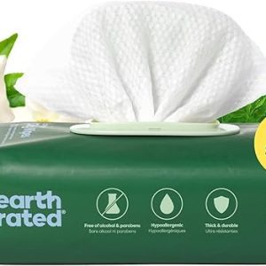 Earth Rated Pet Grooming Wipes for Dogs, Hypoallergenic, 3-in-1 Cleaning,100 Count