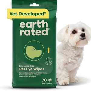 Earth Rated Pet Eye Wipes, Vet Developed, 70 Count