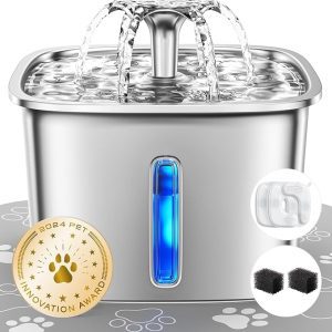 Veken Stainless Steel Automatic Pet Water Fountain, 95oz/2.8L