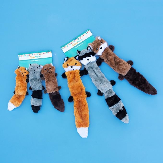 ZippyPaws Skinny Peltz Dog Toys - Fox, Raccoon, and Squirrel - Image 2