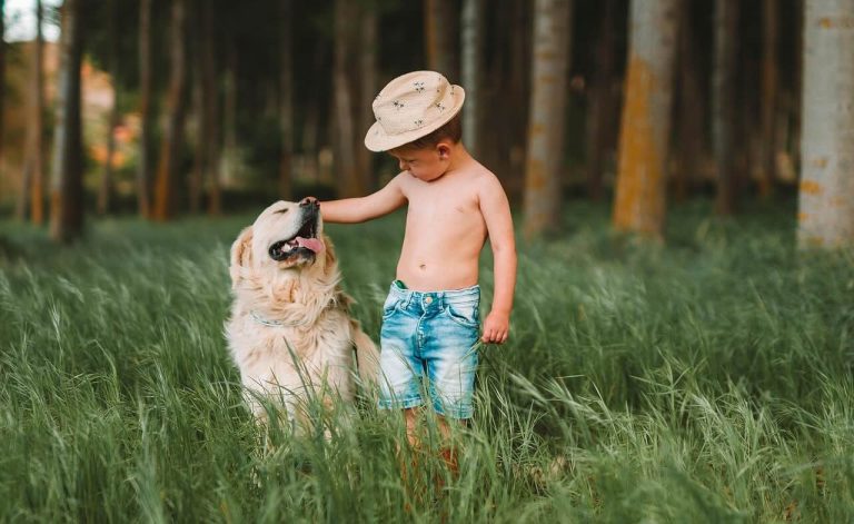 dog with child.