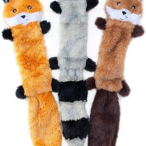 ZippyPaws Skinny Peltz Dog Toys - Fox, Raccoon, and Squirrel