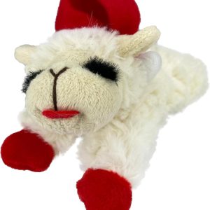 Multipet Lamb Chop Dog Plush Toy with Santa Hat