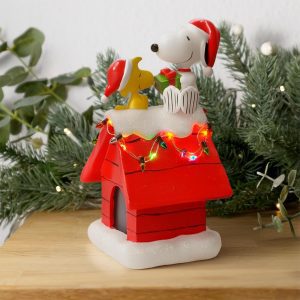 Peanuts Snoopy's Dog House Tabletop Holiday Figurine with LED Christmas Lights