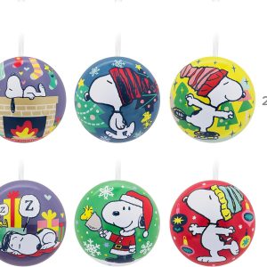 Hallmark Peanuts Tin Ball Christmas Ornaments, Set of 12